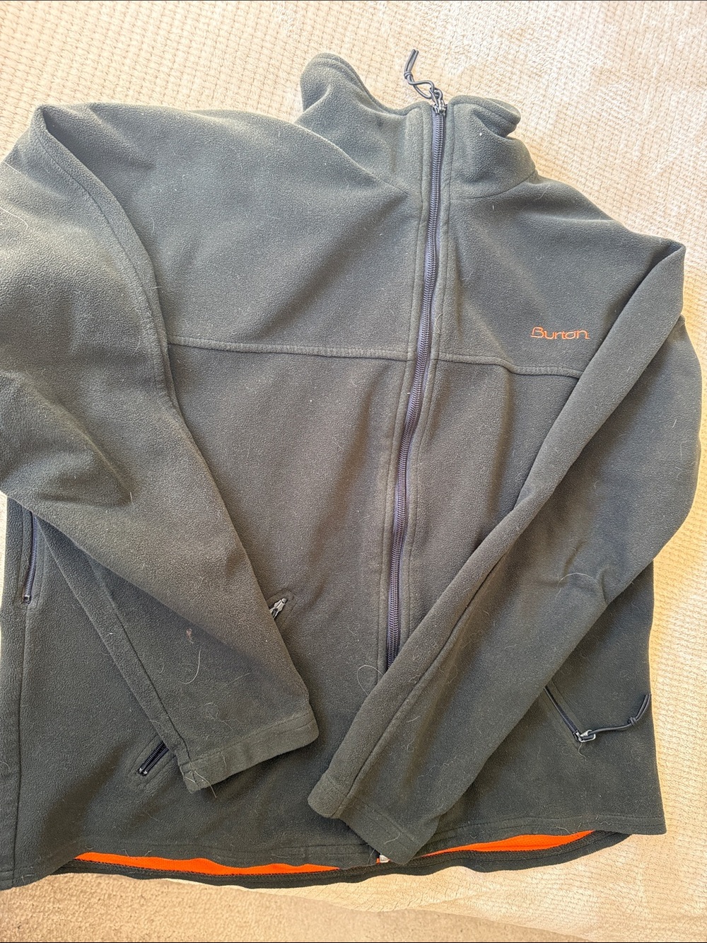 Burton Black Fleece Jacket with Orange Logo